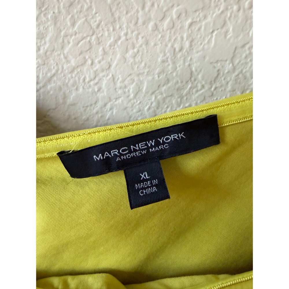 Marc New York Andrew Marc One Shoulder Ruffle Top Lime Yellow XL M4MKB419 - Picture 2 of 7